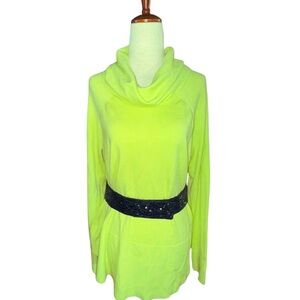 Cyrus Bright Green Yellow Cowl Neck‎ Sweater Size XL